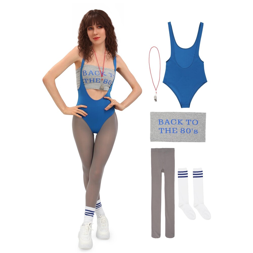 Women's Retro 80s Workout Outfit, Cosplay Costume (Small) Halloween